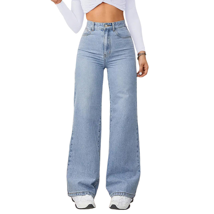 Damen High-Waist Weite-Jeans mit geradem Bein Echo Archiv