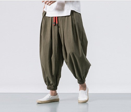 Herren nan lässige Leinen-Joggerhose mit Tunnelzug, strukturierter Oberfläche und elastischen Bündchen Echo Archiv