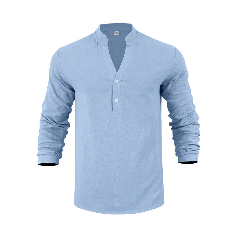 Herren Langarm-T-Shirt mit modischer Knopfleiste Echoarchiv