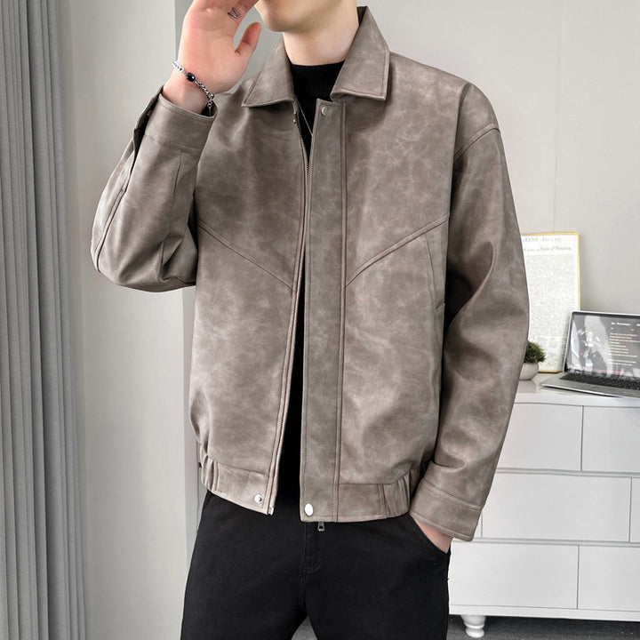 Herren lässige Kunstlederjacke mit modernem Schnitt und praktischen Taschen Echoarchiv