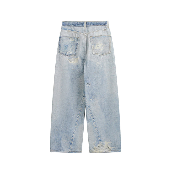 Damen Weite Cropped‑Jeans mit hoher Taille, geradem Bein und Destroy‑Details Echoarchiv