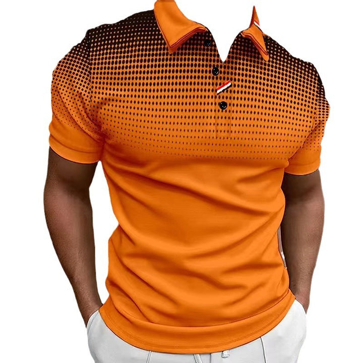 Herren modisches Poloshirt mit feinem Punktmuster und Kragenakzenten Echoarchiv