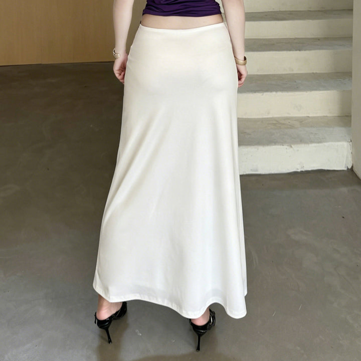 Damen A-Linien Midirock aus leichtem Viskose-Mix mit künstlerischem Blumenprint – Rosévia