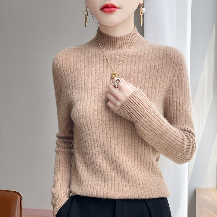 Damen Schmaler Rippenstrick-Mockneck mit extraweicher Kaschmir-Optik Echoarchiv