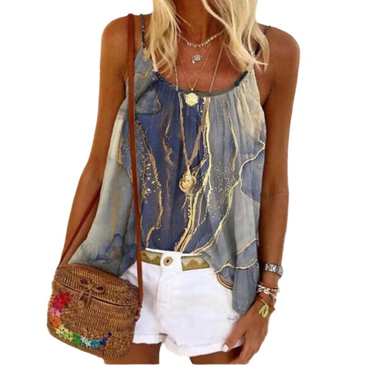 Damen Sommerliches Tanktop mit modischem Marmormuster Echo Archiv