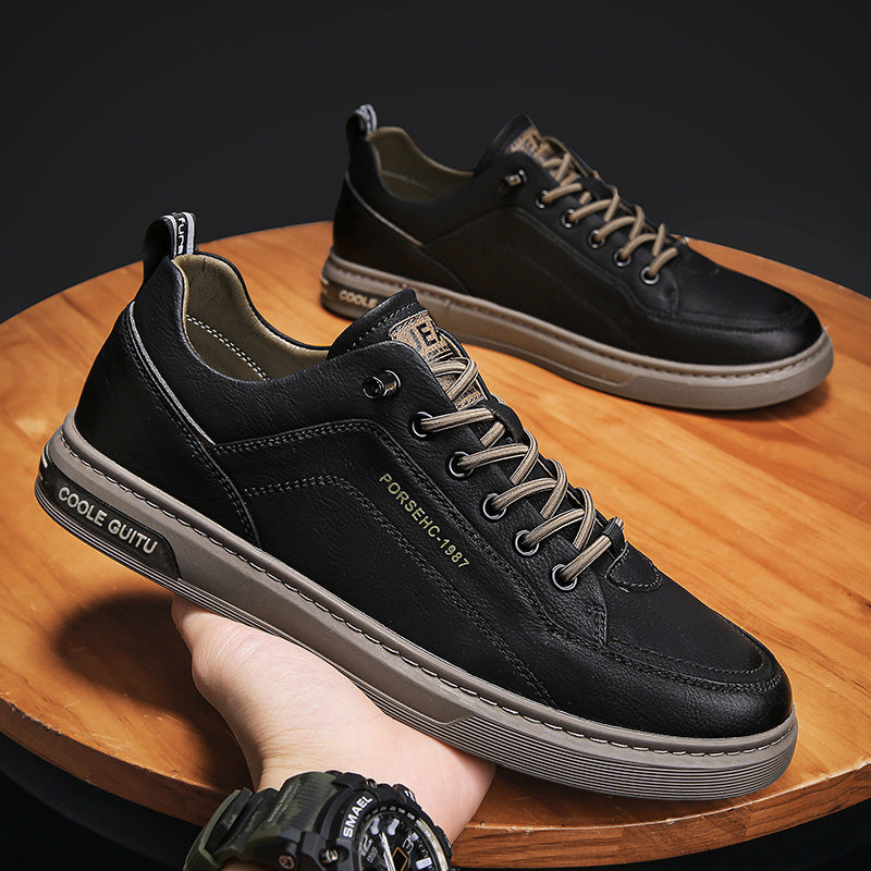 Herren elegante niedrige Leder-Sneaker mit Komfortfußbett und rutschfester Gummisohle Echoarchiv