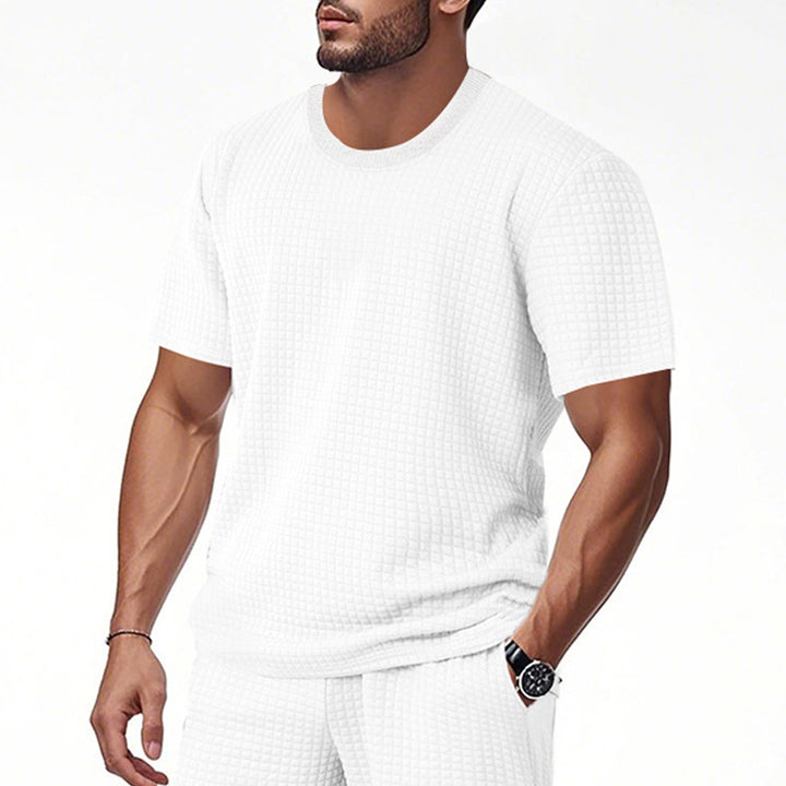 Herren lässiges Kurzarm-Shirt mit strukturiertem Design Echoarchiv