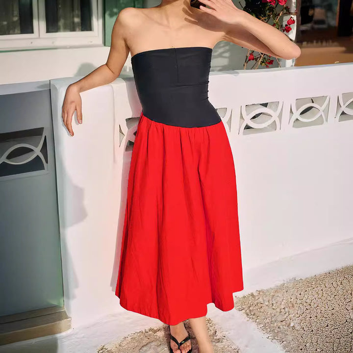 Damen ärmelloses Maxi-Kleid mit hochwertigem Oberteil und voluminösem Rock Echo Archiv
