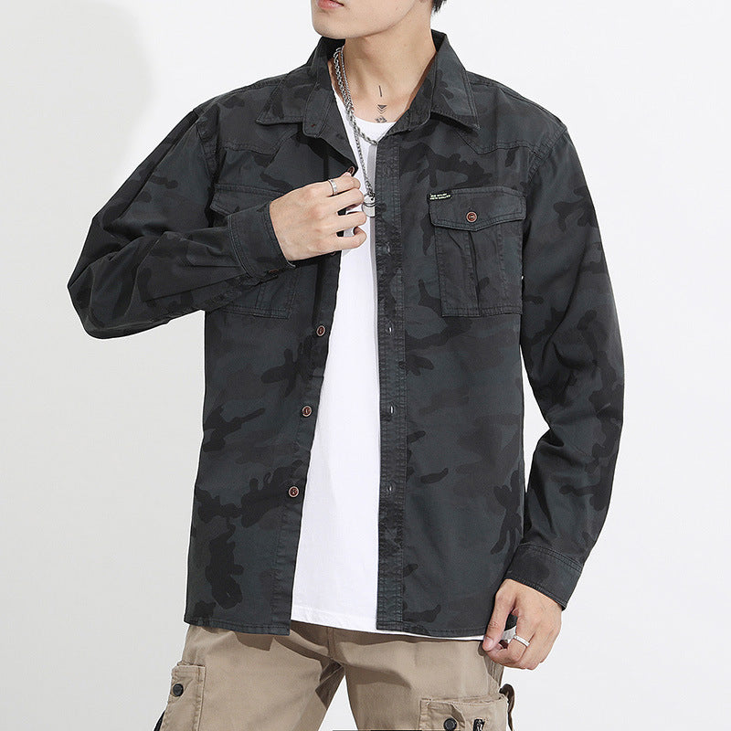 Herren Camouflage-Fieldshirtjacke aus leichtem Baumwoll-Twill mit Brusttaschen Echo Archiv