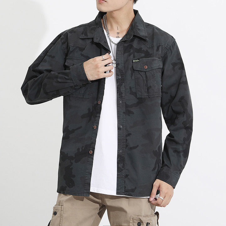 Herren Camouflage-Fieldshirtjacke aus leichtem Baumwoll-Twill mit Brusttaschen Echo Archiv