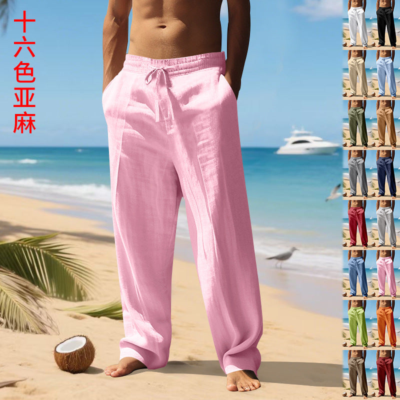 Herren luftige Strandhose mit elastischem Bund und seitlichen Taschen Echoarchiv