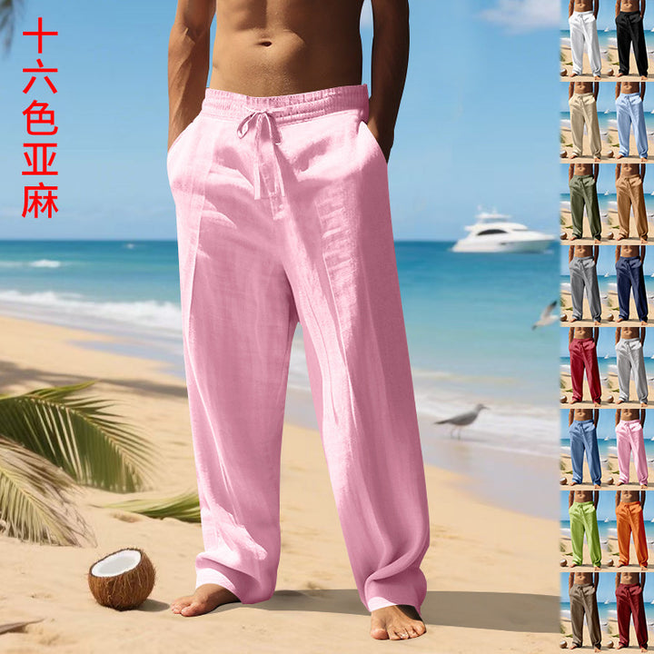 Herren luftige Strandhose mit elastischem Bund und seitlichen Taschen Echoarchiv