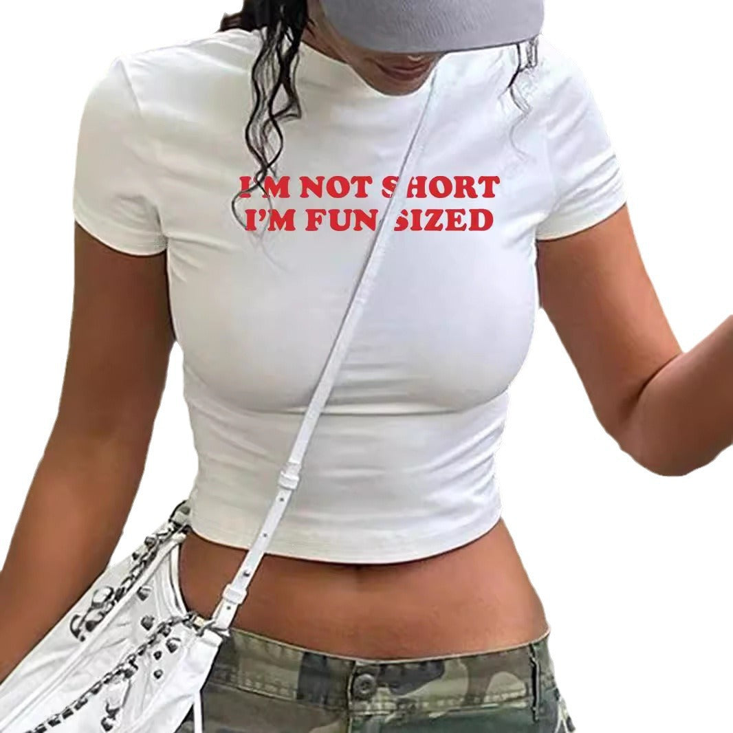 Damen Crop-T-Shirt mit künstlerischem Lippenmotiv und kreativem Druck Echo Archiv