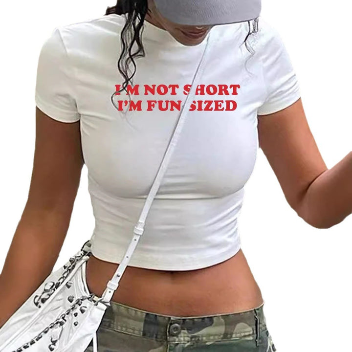 Damen Crop-T-Shirt mit künstlerischem Lippenmotiv und kreativem Druck Echo Archiv