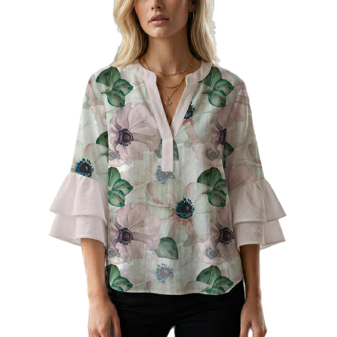 Damen Bluse mit voluminösen Ärmeln und floralem Design Echo Archiv