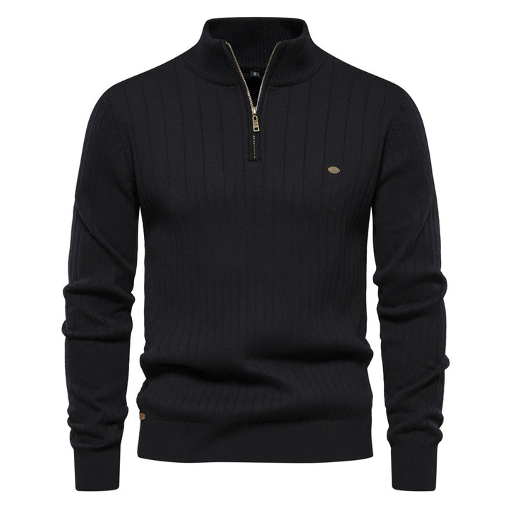 Herren Pullover mit eleganter Rippstruktur und halbem Reißverschluss Echoarchiv