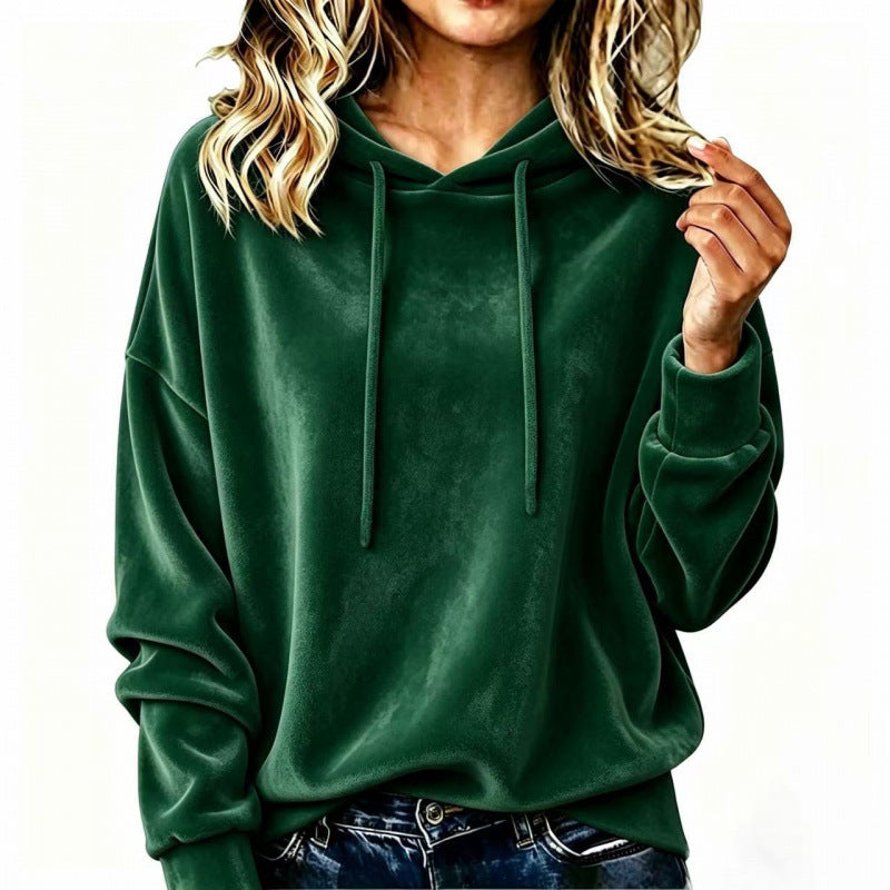 Damen Velours-Oversize-Kapuzenpullover mit Raglanärmeln Echoarchiv