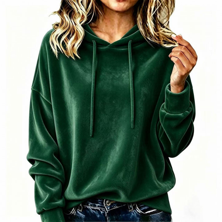 Damen Velours-Oversize-Kapuzenpullover mit Raglanärmeln Echoarchiv