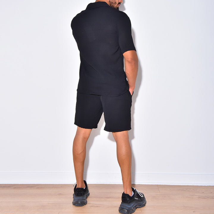 Herren lässiges Freizeit-Hemd und Shorts Set mit praktischen Taschen Echoarchiv