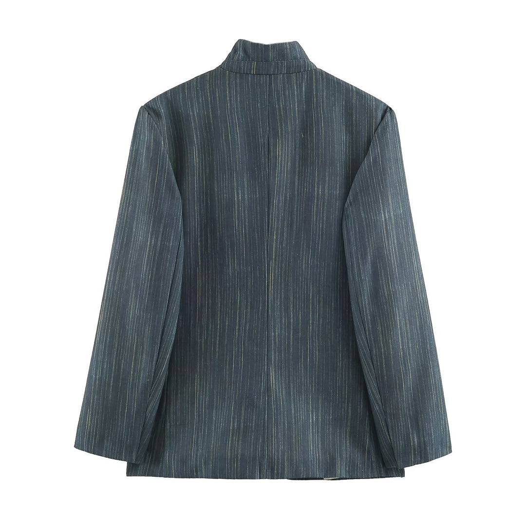 Damen Lang geschnittener Blazer mit Stehkragen und aufgesetzten Taschen Echo Archiv