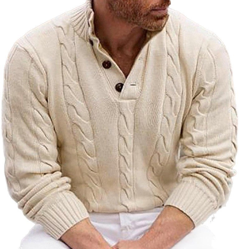 Herren Strickpullover mit modernem Zopfmuster und praktischem Hochauschnitt Echoarchiv