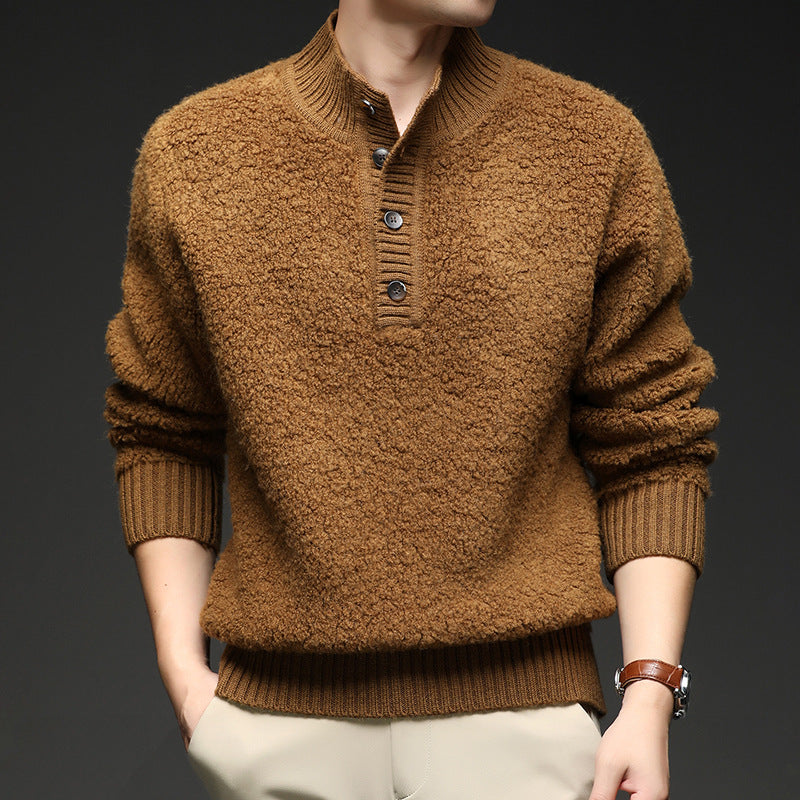 Herren Pullover mit strukturierter Oberfläche und praktischem Knopfverschluss Echoarchiv