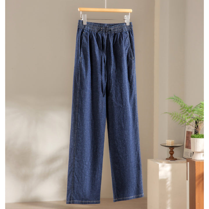 Damen Weite Jeanshose mit elastischem Bund und Tunnelzug Echoarchiv