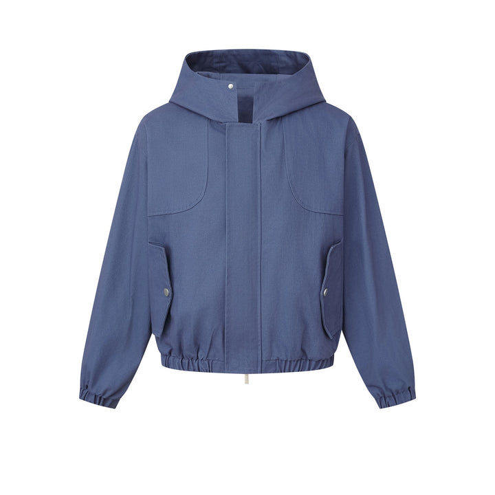 Damen Kurz geschnittene Kapuzenblousonjacke mit Tunnelzugsaum und aufgesetzten Pattentaschen Echoarchiv