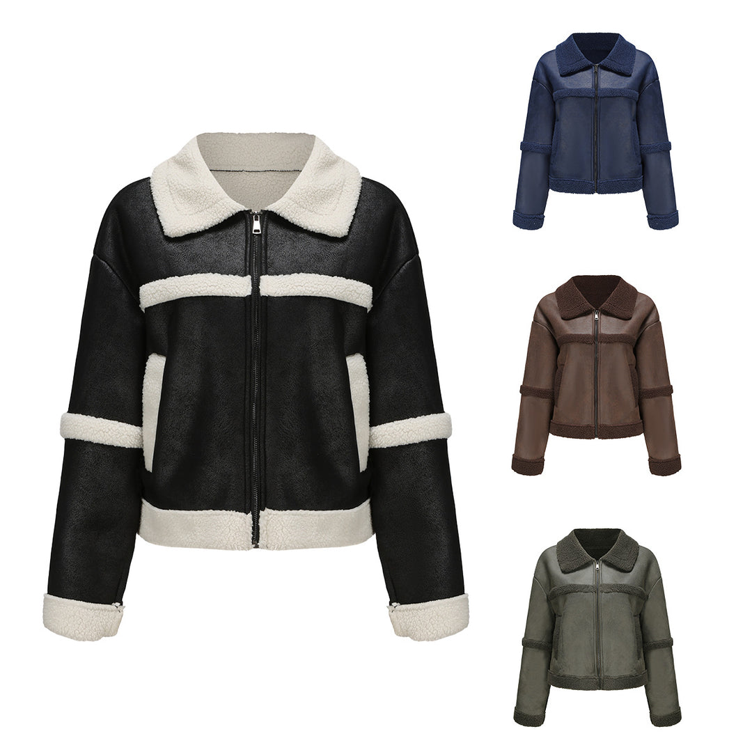 Damen nan kurze Teddyjacke im Aviator-Stil mit Reißverschluss Echo Archiv