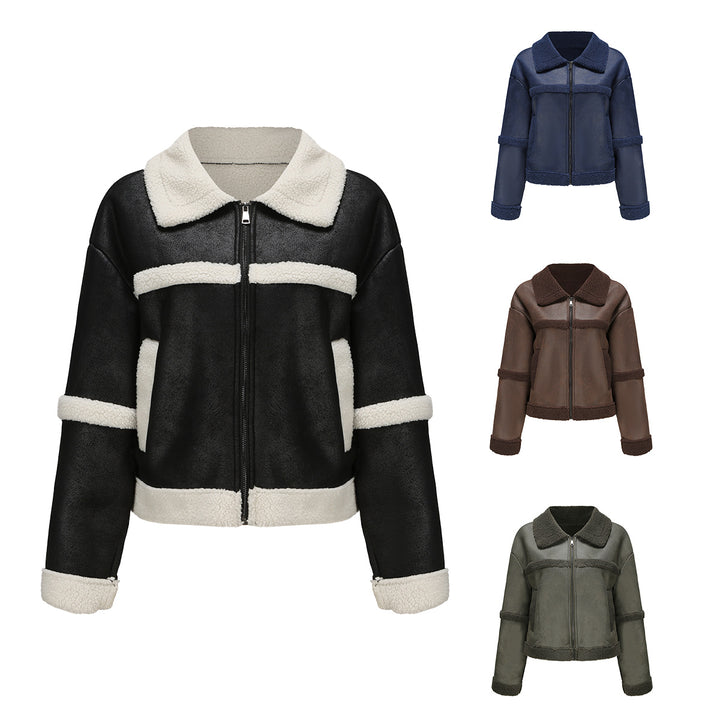 Damen nan kurze Teddyjacke im Aviator-Stil mit Reißverschluss Echo Archiv