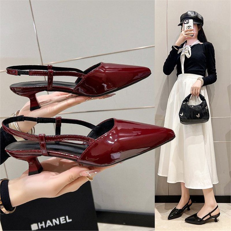 Damen Spitz zulaufende Lack-Pumps mit Slingback, schlanker Silhouette und gepolstertem Komfortfußbett – Lioré