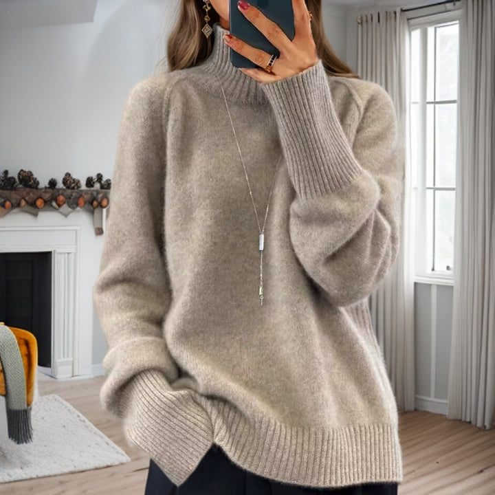 Damen nan kuscheliger Feinstrickpullover mit Rundhalsausschnitt, überschnittener Schulterpartie und gerippten Bündchen Echo Archiv