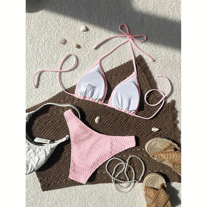 Damen Triangel-Bikini mit modischem Knotendesign und strukturierter Textur Echo Archiv