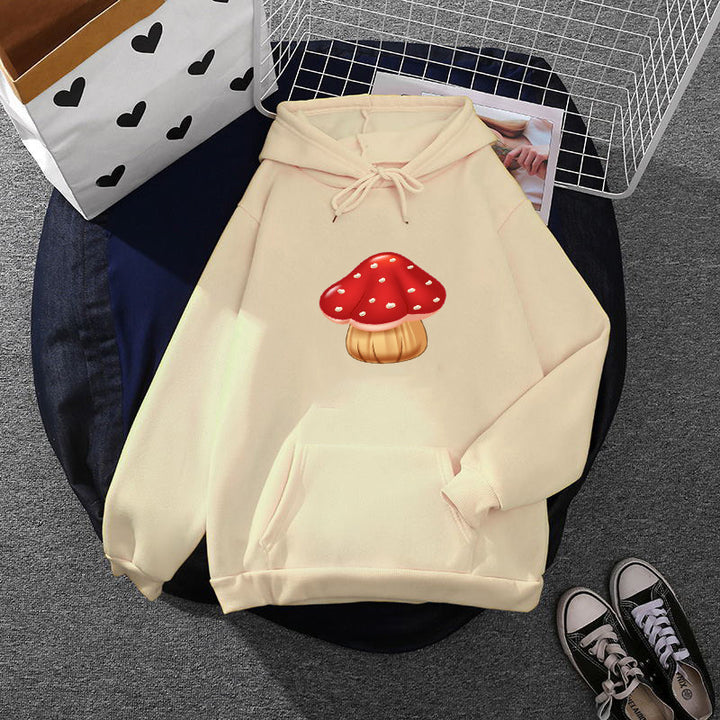 Damen leichter Oversize Kapuzenpullover mit Herz‑EKG‑Motiv, langen Kordeln und elastischem Bund – Auréline