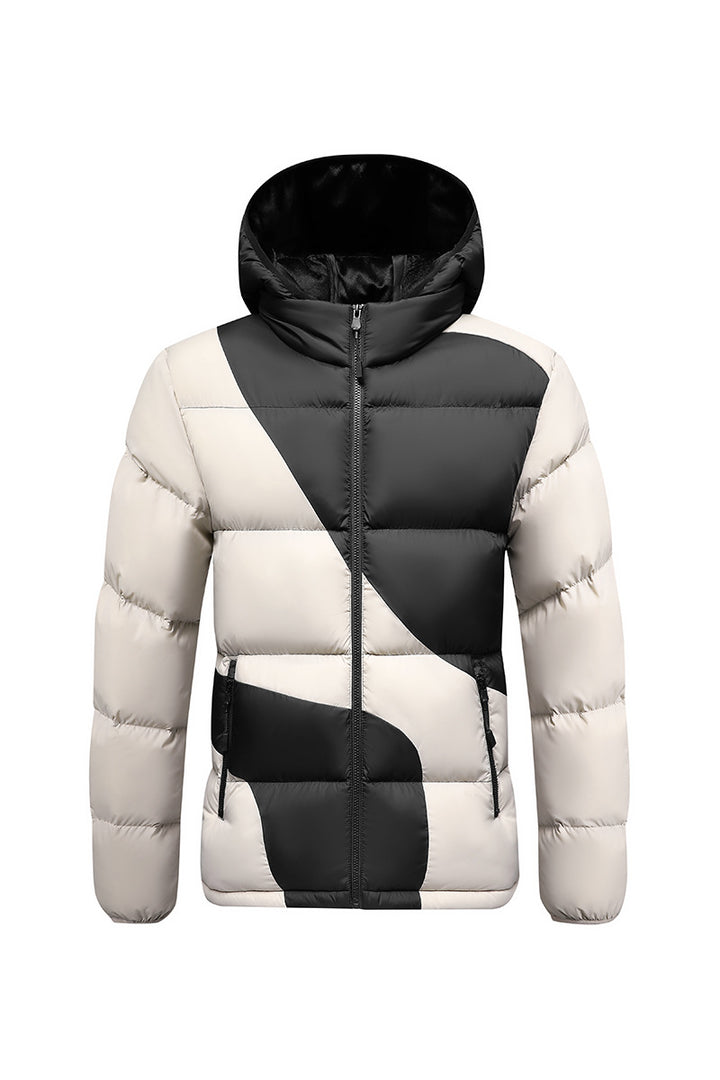 Herren Steppjacke mit kontrastreichen Paneelen, Kapuze und thermischer Synthetikfüllung – Taviero