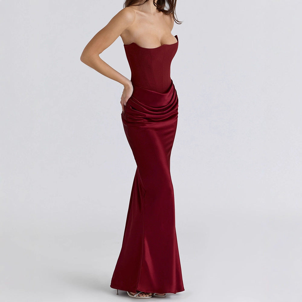 Damen Elegantes Abendkleid mit strukturiertem Corsage-Oberteil und fließendem Rock Echo Archiv