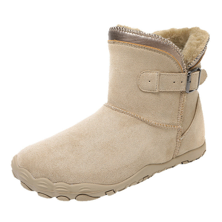 Damen Winterstiefelette mit Kunstfellfutter, rutschfester Profilsohle und verstellbarem Schnallenriemen – Lioré