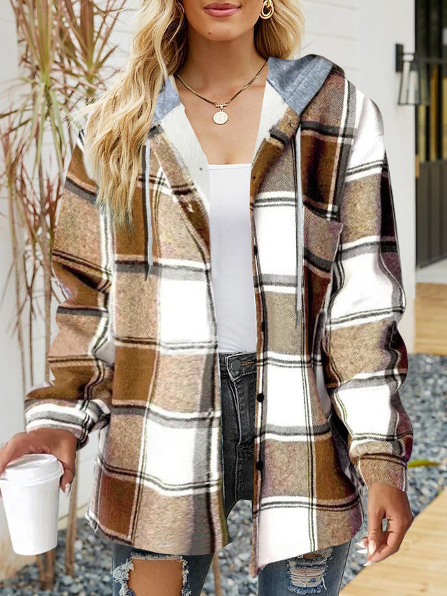 Frauen Oversized Hoodie mit Druckknopfverschluss und Kontrastbesatz – Auréline