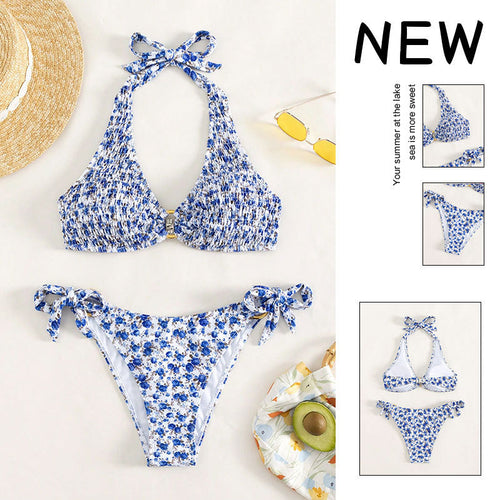Damen Bikini-Set mit verstellbaren Trägern und floralem Muster Echo Archiv
