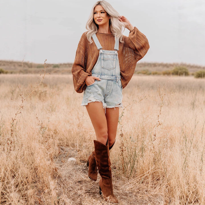 Damen nan oversized gestrickter Pullover mit weitem Boat-Neck, lockerem Mesh-Strick und Ballonärmeln Echo Archiv