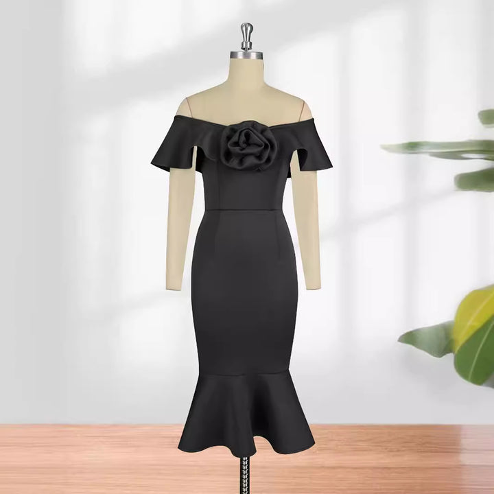 Damen figurbetontes Abendkleid mit Rüschendetails Echo Archiv