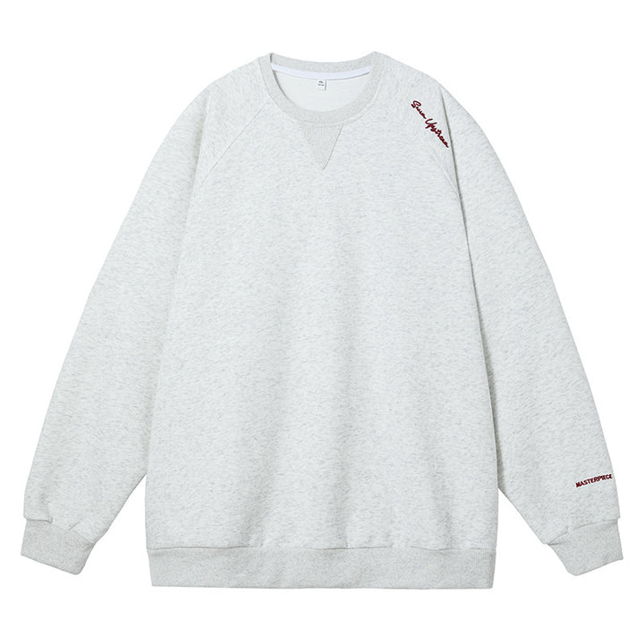 Unisex Oversize Baumwoll-Fleece-Sweatshirt mit Raglanärmeln und dezenter Schulter- sowie Ärmelstickerei Echo Archiv