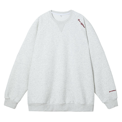 Unisex Oversize Baumwoll-Fleece-Sweatshirt mit Raglanärmeln und dezenter Schulter- sowie Ärmelstickerei Echo Archiv