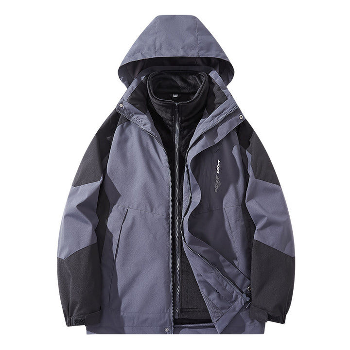 Herren Wasserabweisende zweilagige Trekkingjacke mit abnehmbarer Fleece-Innenjacke und Kapuze Echo Archiv