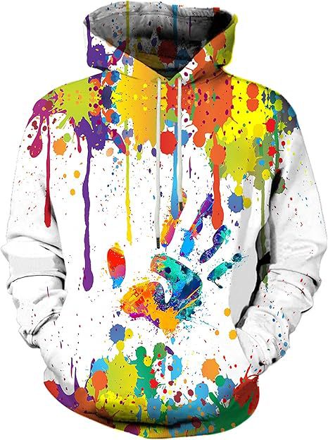 Damen Farbenfroher Hoodie mit kreativen Spritzmotiven Echoarchiv