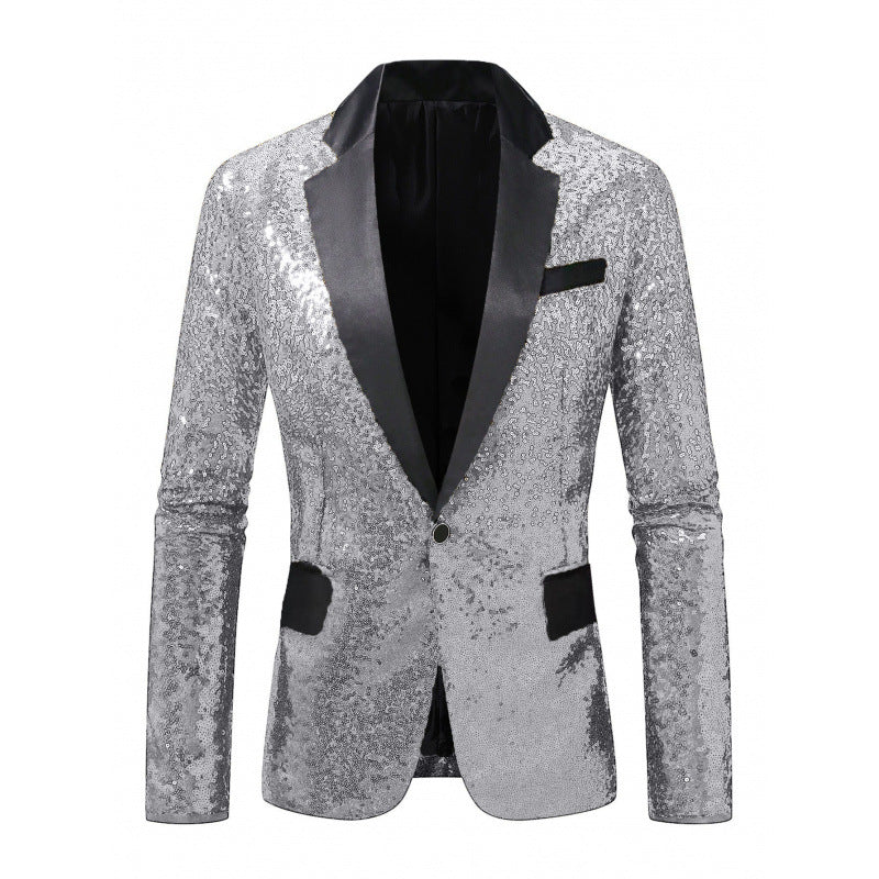 Herren Glamouröser Paillettenblazer mit elegantem Revers und modernem Schnitt Echoarchiv