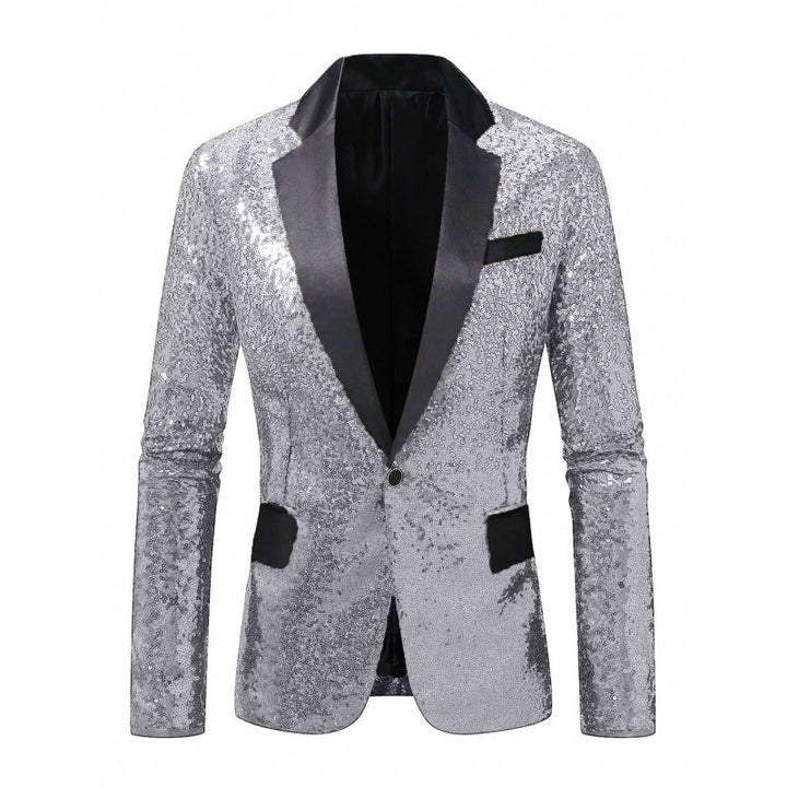 Herren Glamouröser Paillettenblazer mit elegantem Revers und modernem Schnitt Echoarchiv