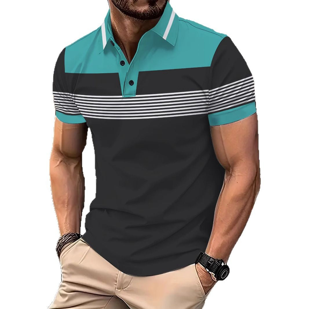 Herren Poloshirt mit modernem Streifendesign und atmungsaktivem Gewebe Echoarchiv