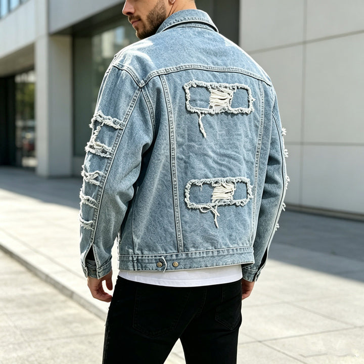 Herren Lässige Destroyed Jeansjacke Echoarchiv