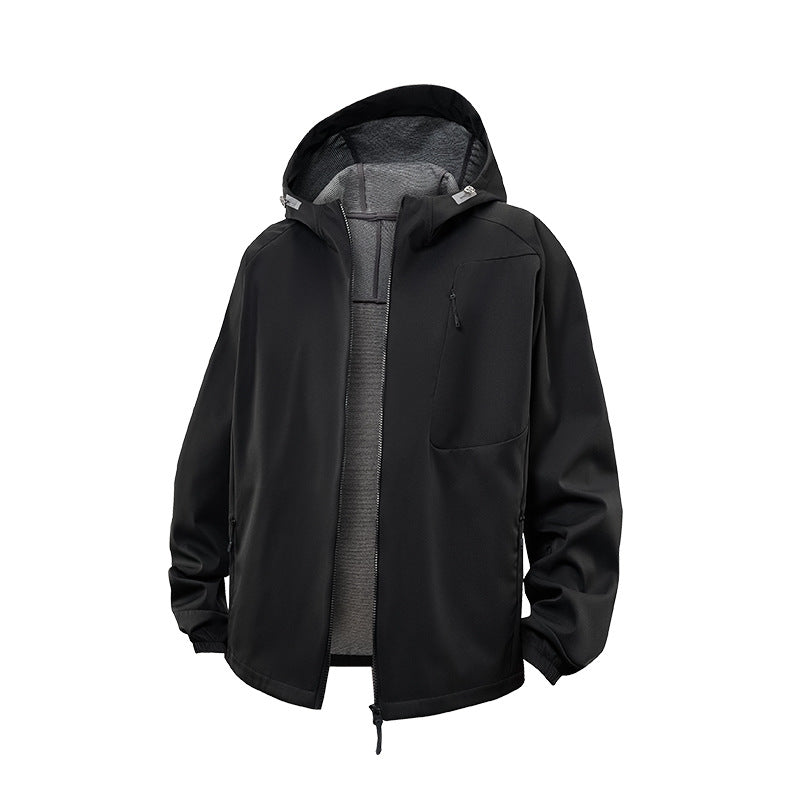Herren Wasserdichte Softshell-Kapuzenjacke mit Fleece-Innenfutter, winddicht und mit Brustreißverschluss Echo Archiv